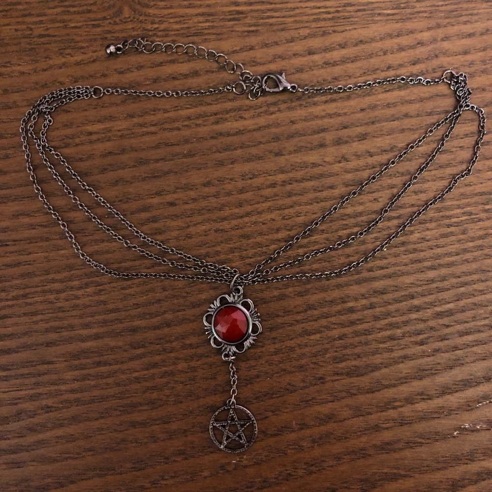 Pentagram chain choker necklace